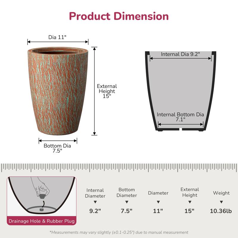 Tall Round Concrete Flower Planter with Enhanced Interior