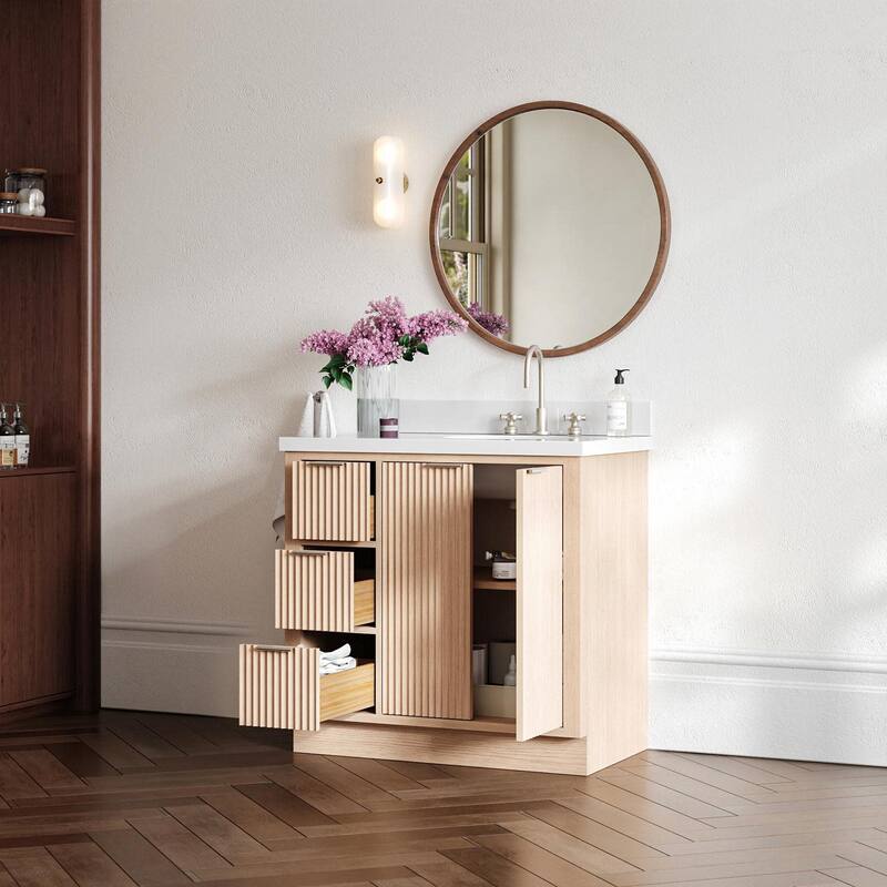 Ariel P37RWQOVO Milan 37" Free Standing Single Oval Basin Vanity Set