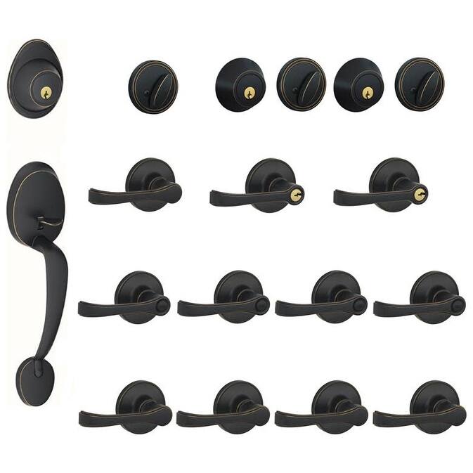 Schlage Barcelona Complete House Door Hardware Package with Torino - Aged Bronze