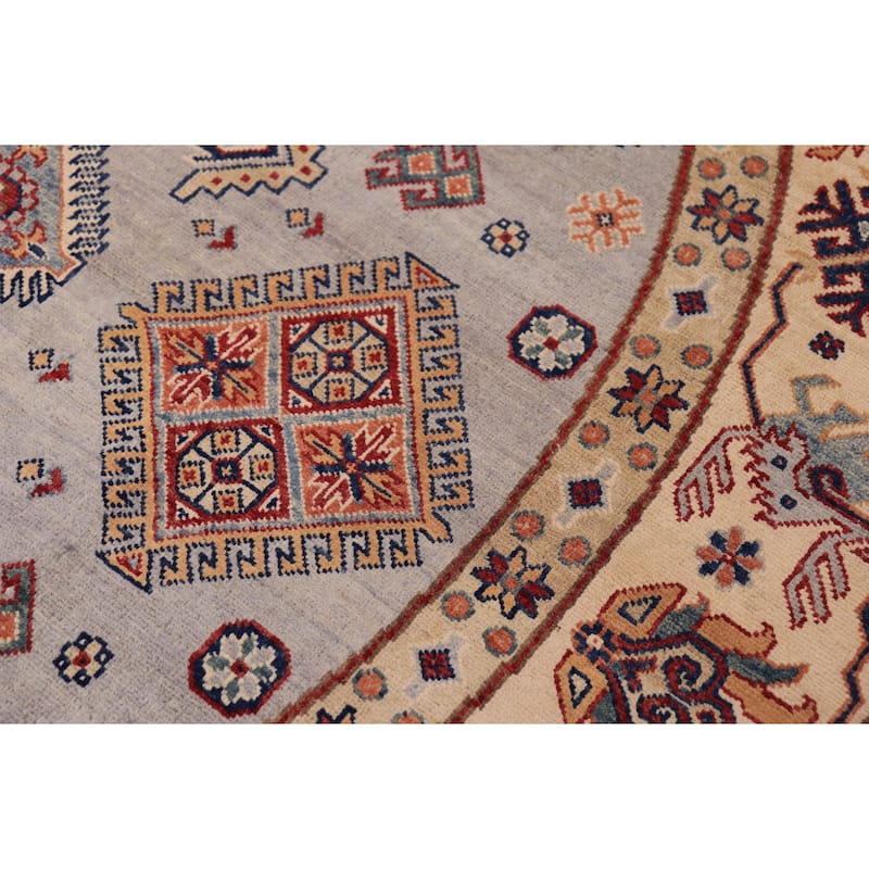 Bohemian Kazak Lilyana Gray/Beige Wool Round - 9'0'' x 9'0''