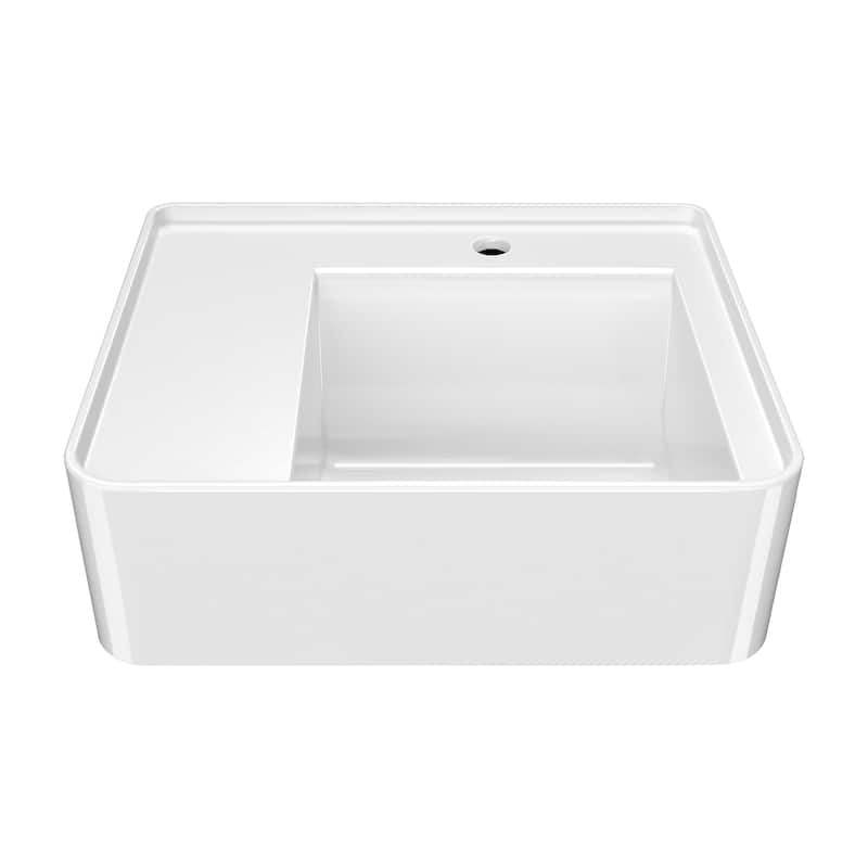Rectangular Wall Mount Basin with Faucet Drilling Options and Rear Center Drain Location