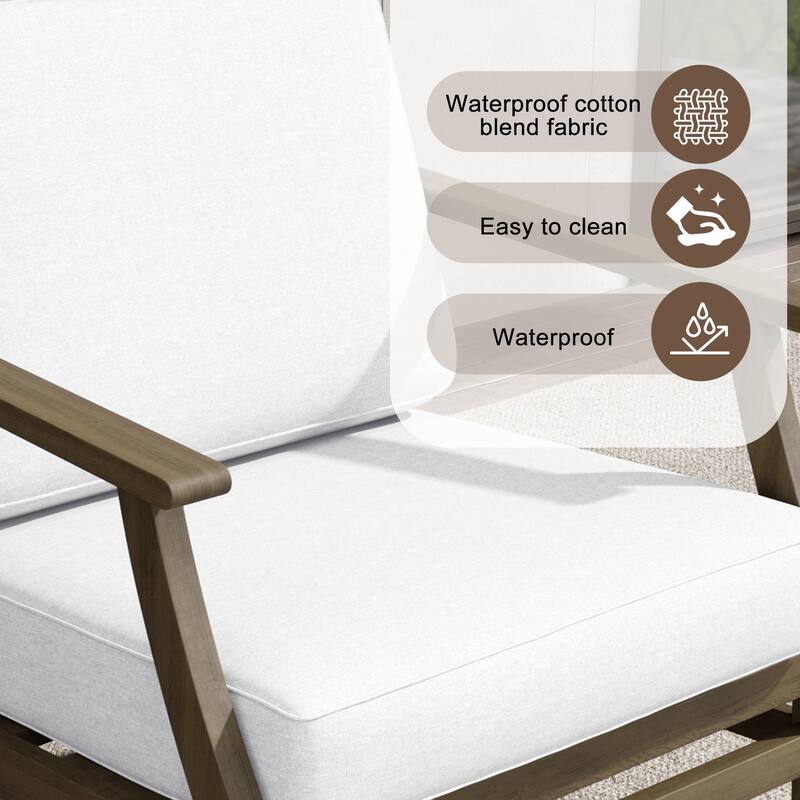 Teak Outdoor Bistro Set with Weather-Resistant Cushions (3-Piece Set)