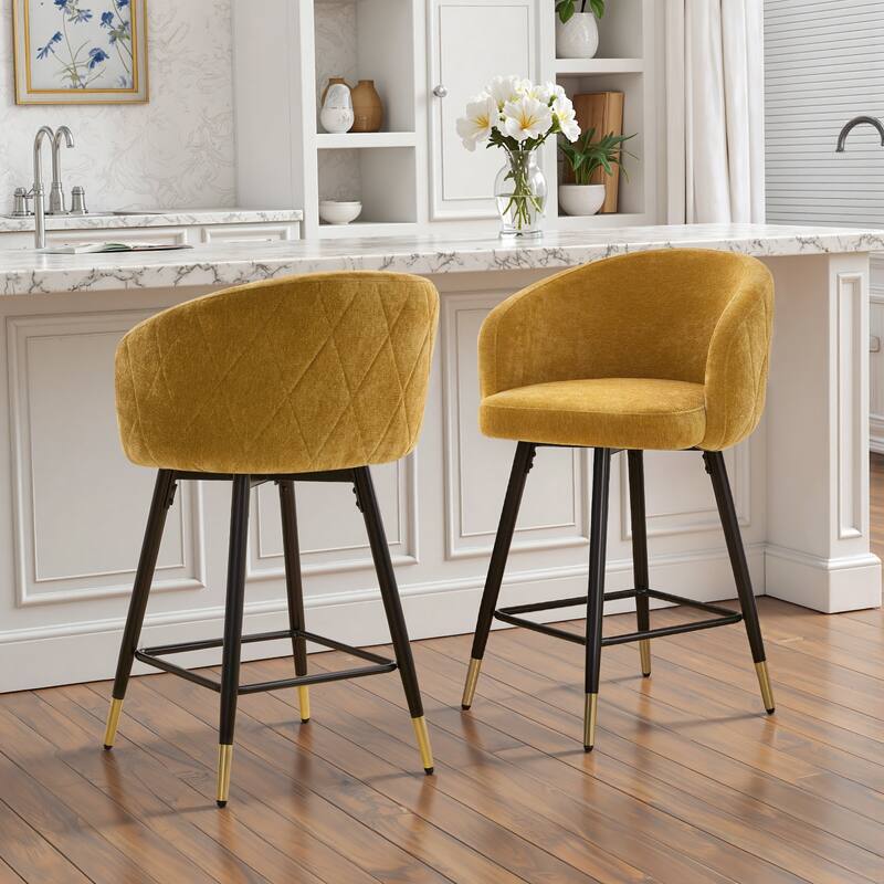 26" Swivel Counter Height Bar Stool with Arms and Metal Legs - 37"H x 22"W x 22"D