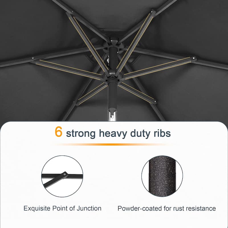LIVOOSUN 10 x 6.5ft Outdoor Market Patio Umbrella w/Tilt and Crank