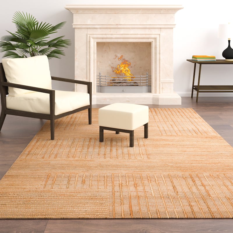 Sevita Natural Striped Modern Area Rug