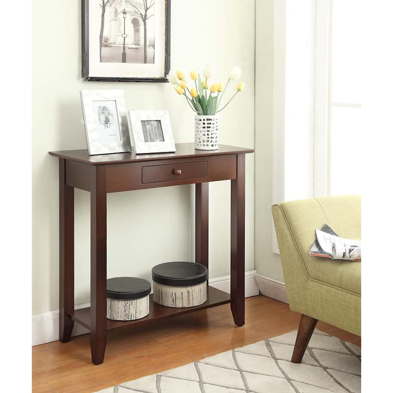 Convenience Concepts American Heritage 1 Drawer Hall Table with Shelf - Espresso