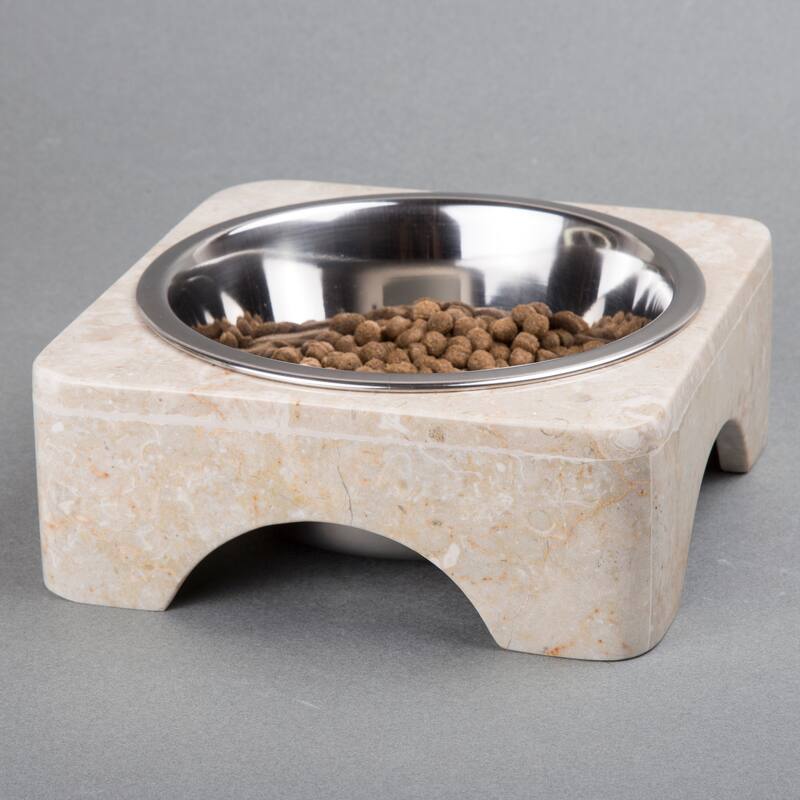 Creative Home Champagne Marble 1 Qt. Pet Bowl Set
