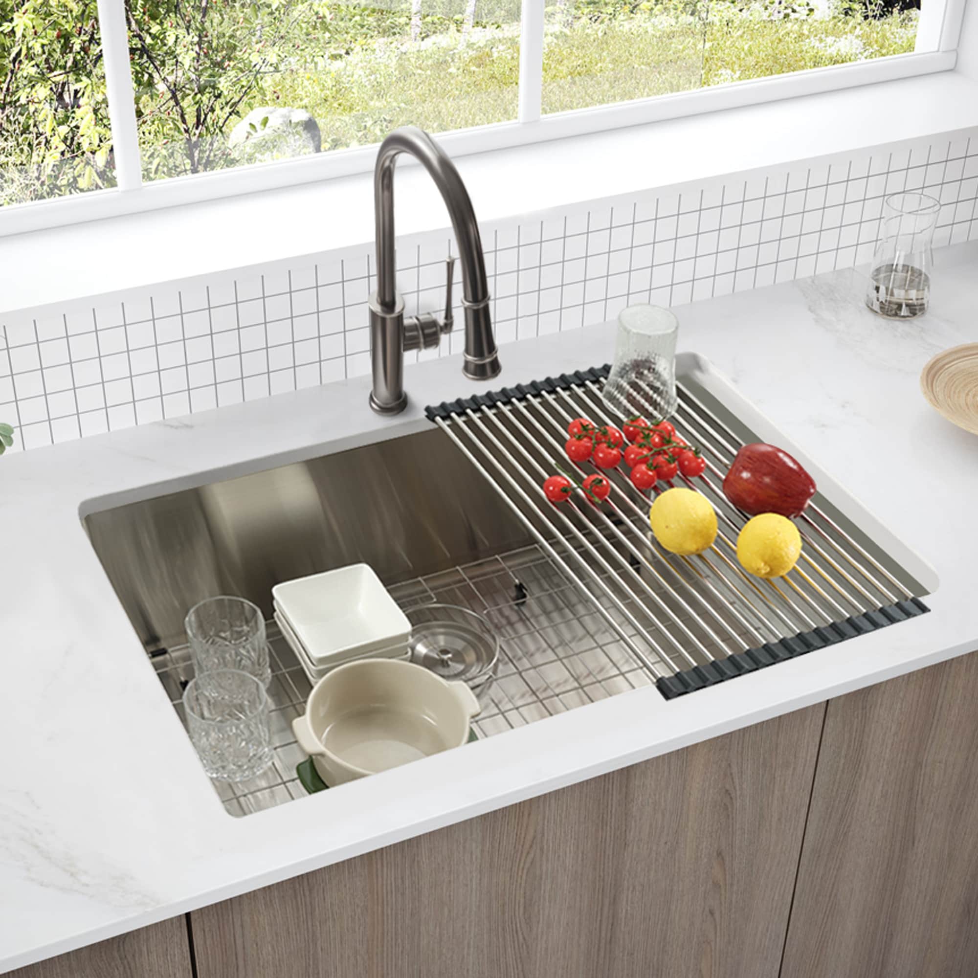 Miuara White Undermount Workstation Kitchen Sink 33 Inch - Large - View #7