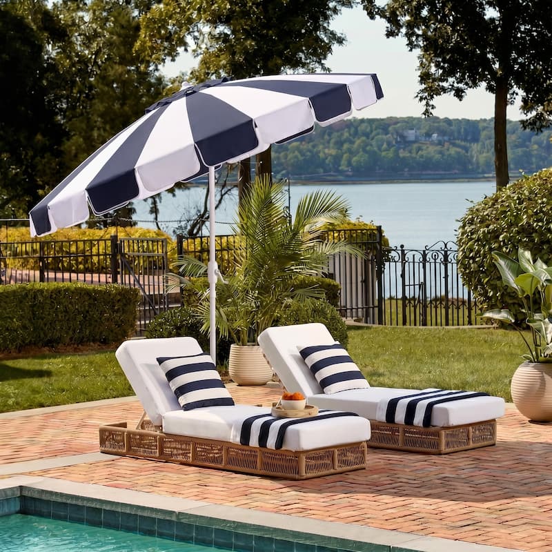 SAFAVIEH Outdoor Patio Furniture Buti 9 Ft Umbrella, Crank Lift Shade with Aluminum Frame