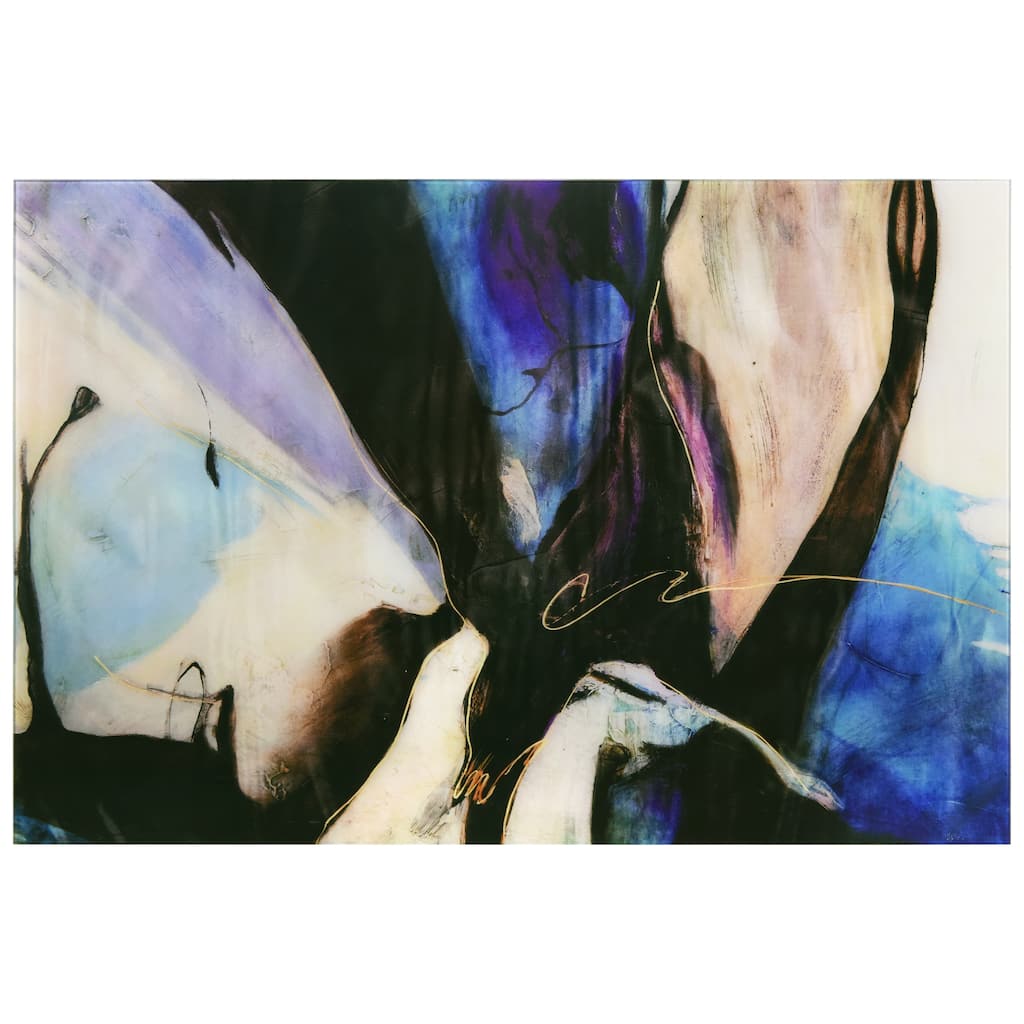 "Motivos" Abstract Frameless Tempered Art Glass Wall Art - Multi-color