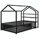 preview thumbnail 11 of 22, Metal House Bed with Fence and Detachable Storage Shelves