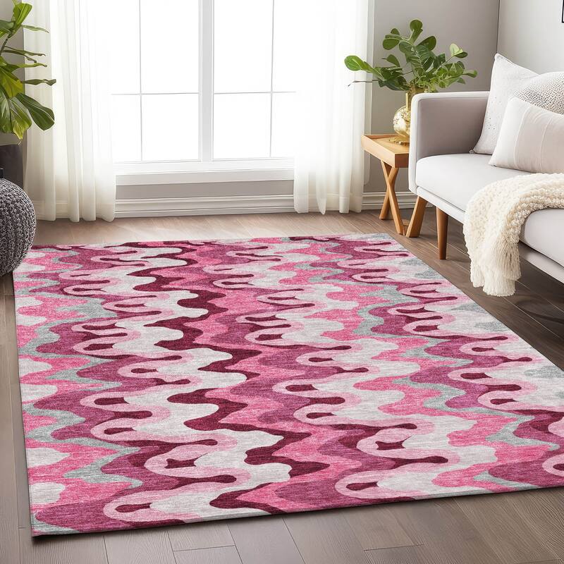 Premium Washable Super Soft Abstract Stripes Mayfield Rug - Blush - 5' x 7' 6" - Rectangle