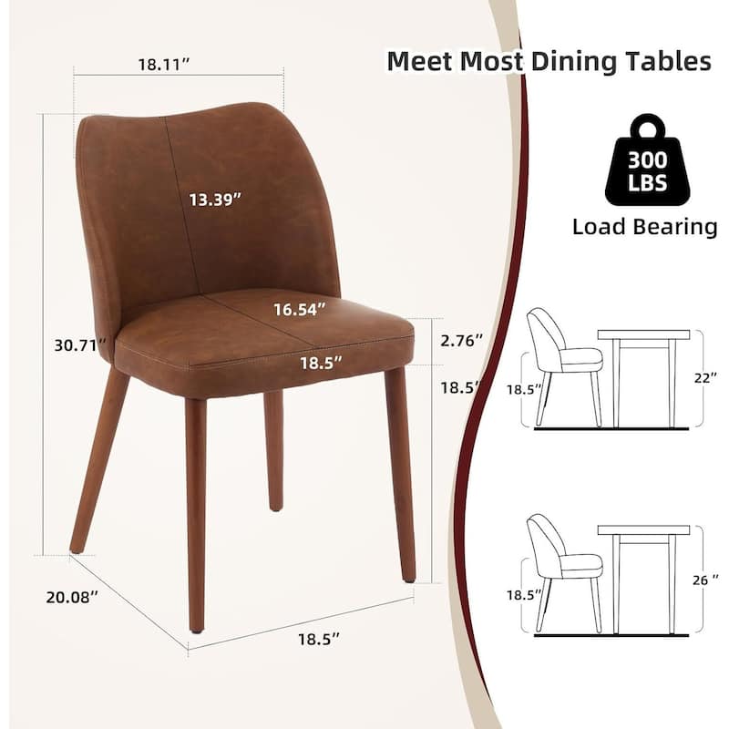 Set of 2 Upholstered PU Leather Dining Chairs for Dining Room Living Room Kitchen