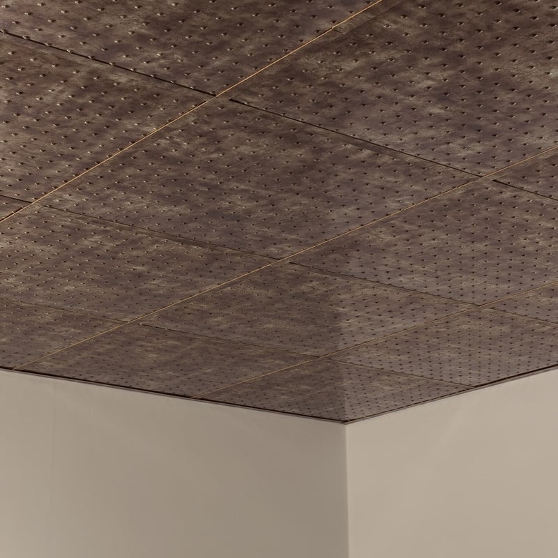 FASÄDE Minidome Decorative Vinyl 2ft x 2ft Lay in Ceiling Panel in Bermuda Bronze (5 Pack)