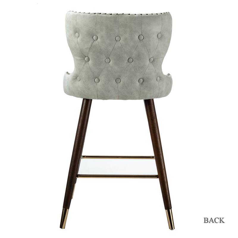 Hepburn Wingback Nailhead Trim Bar Stool Set of 2 by HULALA HOME