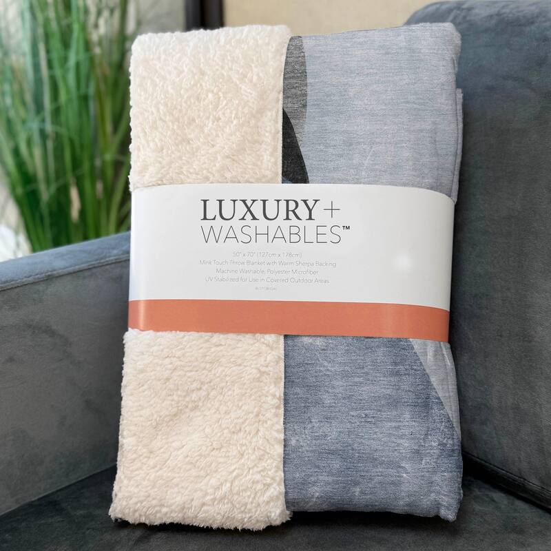Premium Machine Washable Modern Contemporary Sherpa Throw Blanket