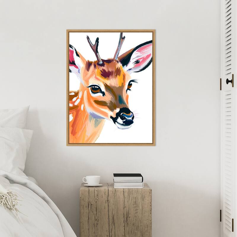 Reh Deer by Ohkimiko Framed Canvas Wall Art