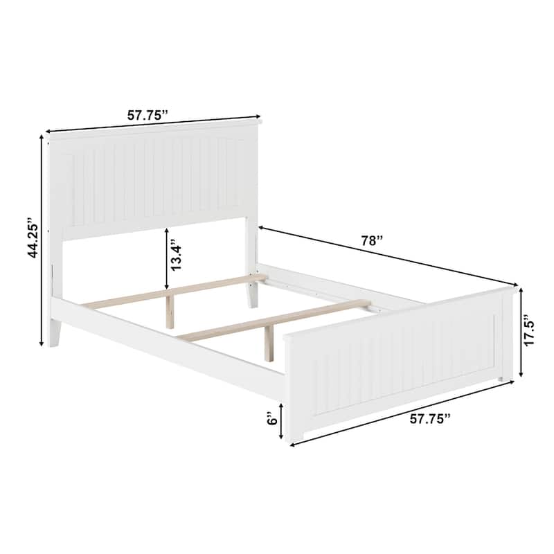 Nantucket Full Foundation Bed with Matching Footboard in White
