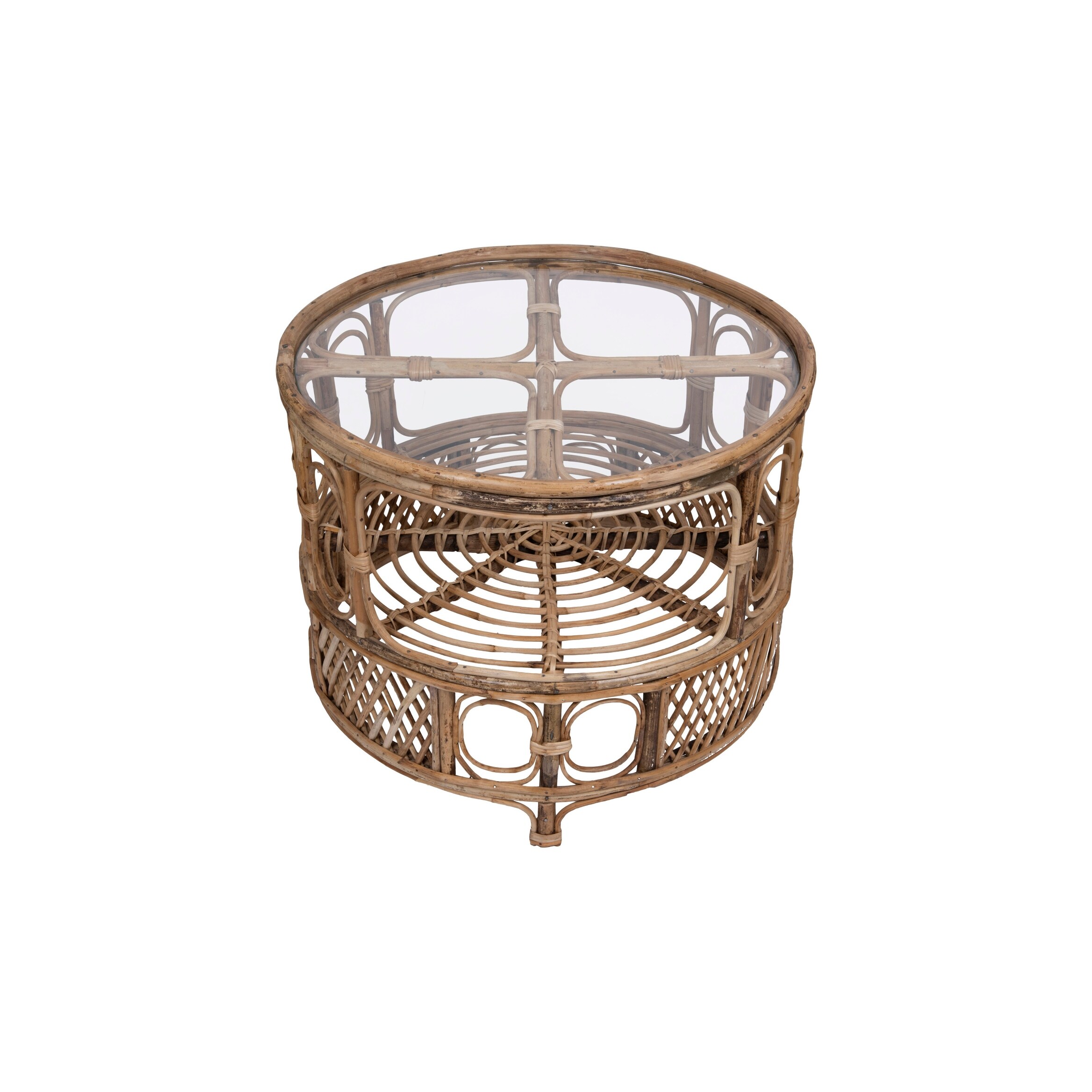 Shop Round Bamboo Glass Table With Shelf Overstock 31638160