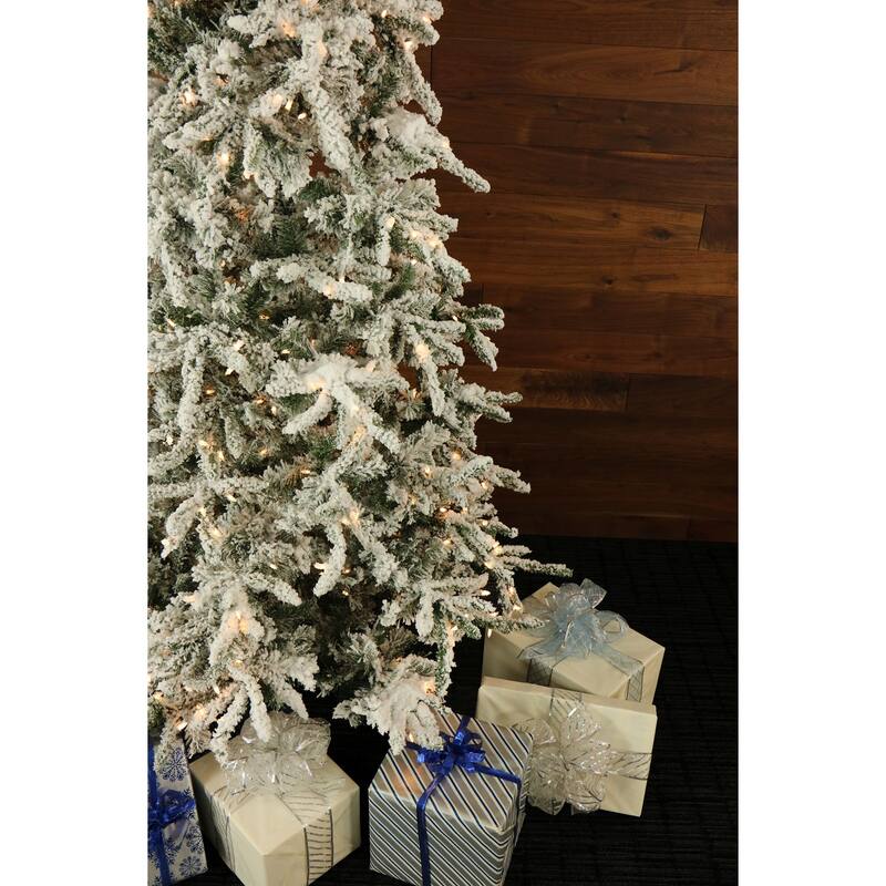Fraser Hill Farm White 7.5-foot Flocked Pine, String Lights