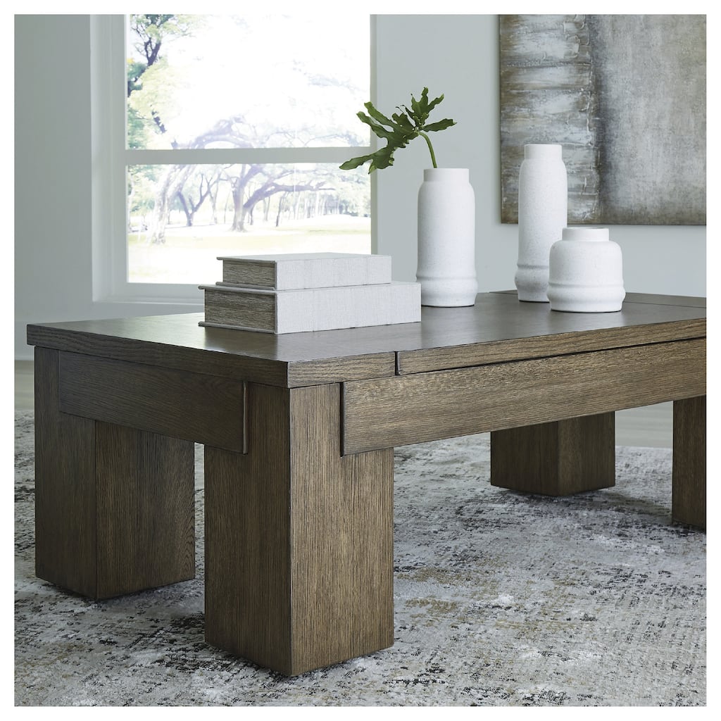 Signature Design by Ashley Rosswain Brown Lift-Top Coffee Table - 54"W x 28"D x 18"H