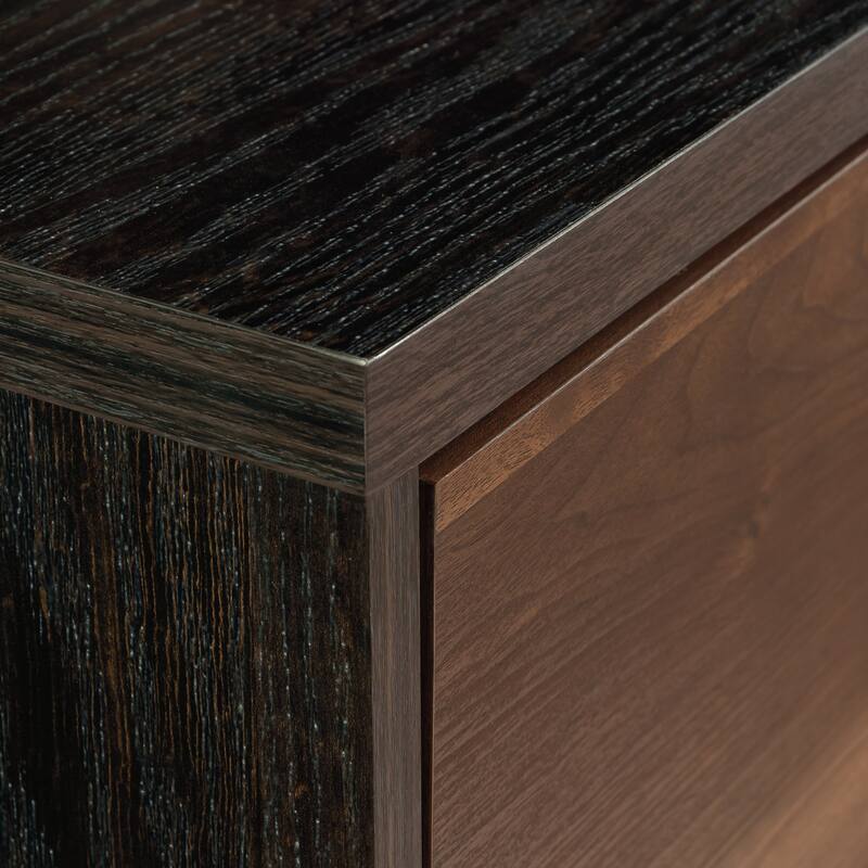 Brown 2-Drawer File Cabinet with Full Extension Slides and Safety Lock Compact Size