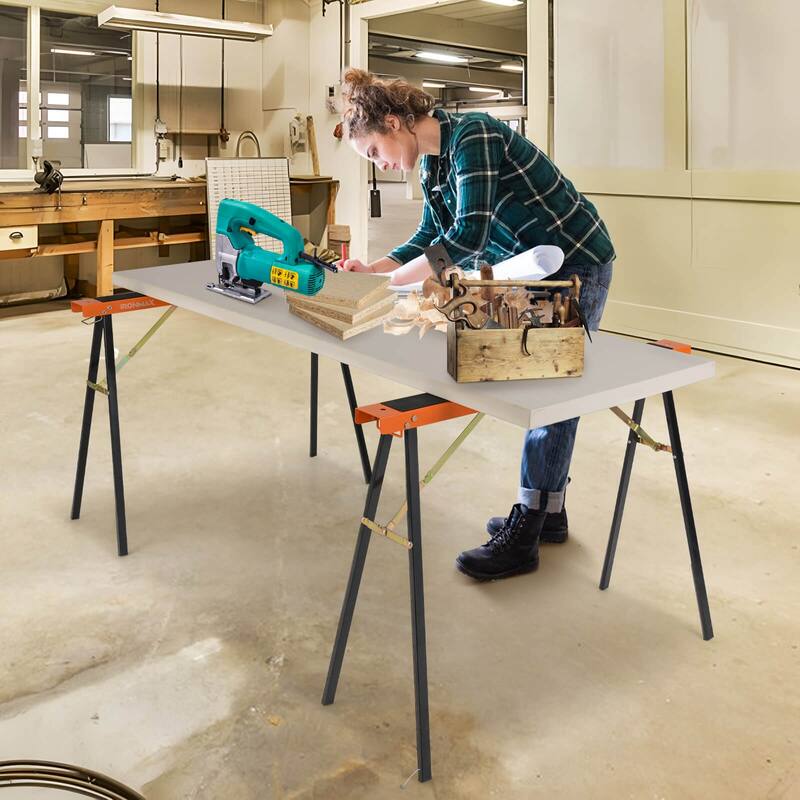 Ironmax 2-Pack Folding Sawhorses with Pre-Drilled Holes & Non-slip - See Details