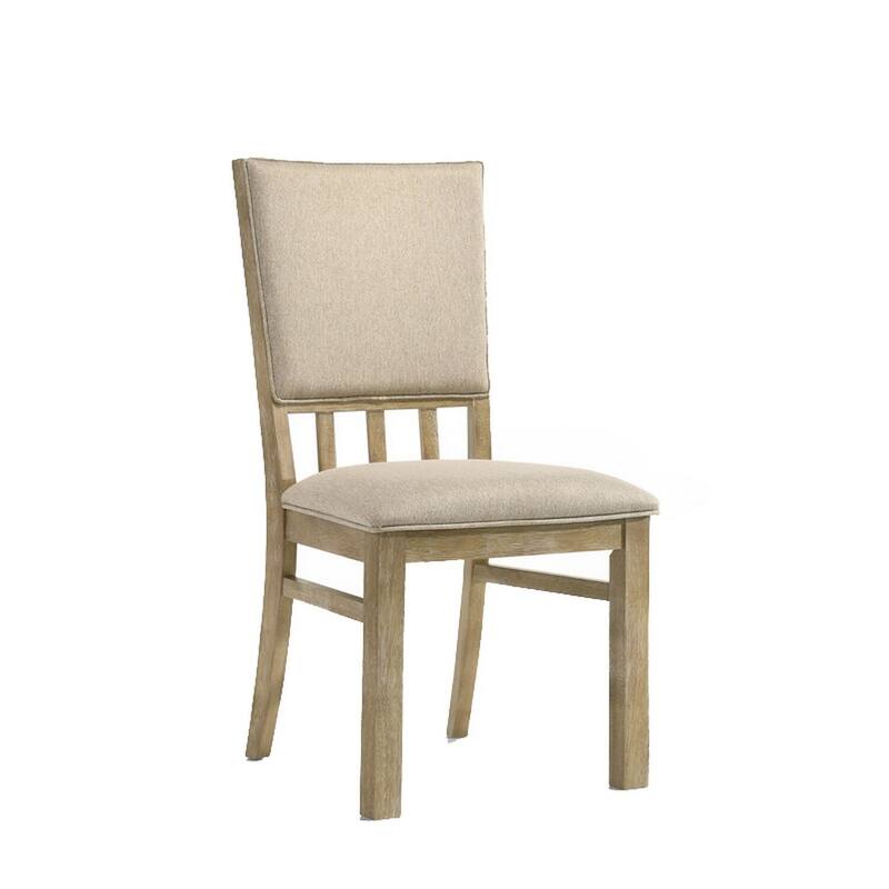 Brown/Beige Fabric Upholstered Wood Frame Dining Chair, Set of 2, Sturdy Dining Chair for Dining Rooms - 20.5