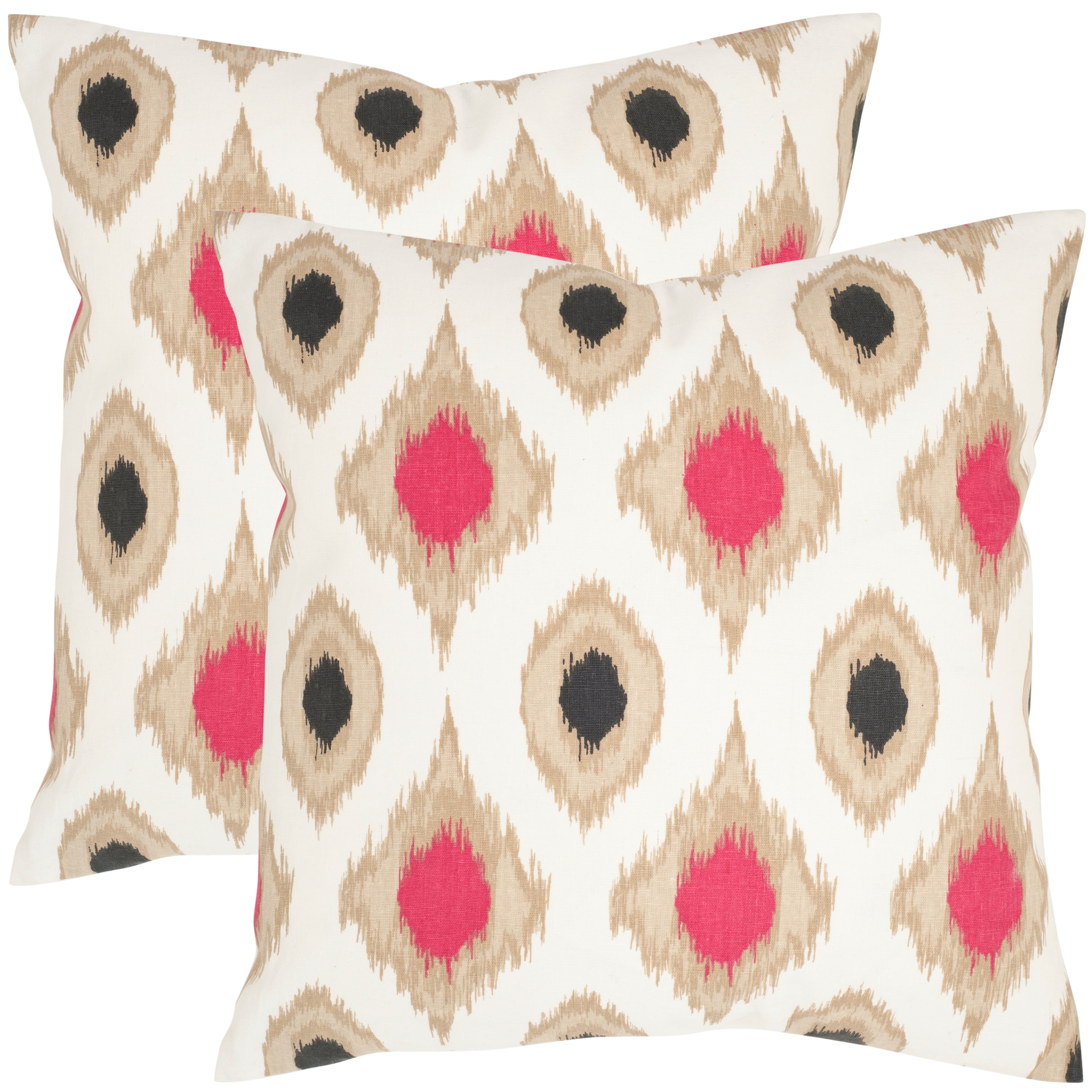 SAFAVIEH Miranda Taupe 22-inch Square Throw Pillows (Set of 2)