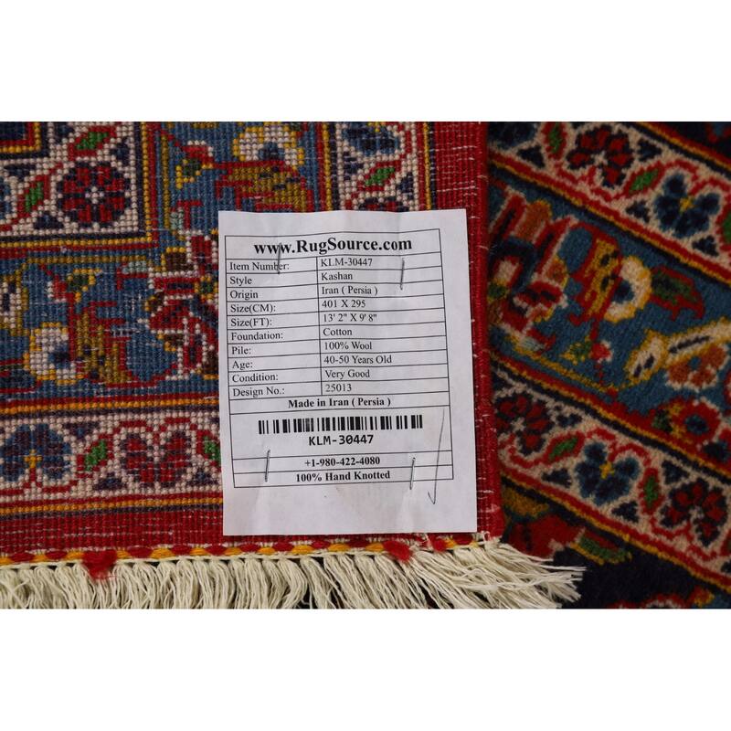Traditional Kashan Vintage Persian Area Rug Handmade Wool Carpet - 9'8" x 13'2"