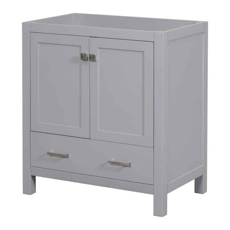 30" White Bathroom Vanity with Single Sink, 2 Doors, and Drawer