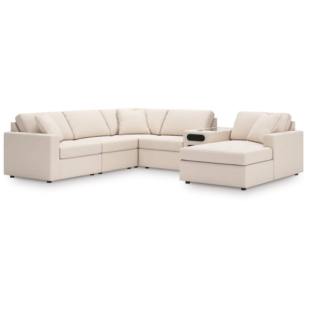 Signature Design by Ashley Modmax Beige 6-Piece Sectional with Audio System and Chaise - 107"W x 125"D x 36"H