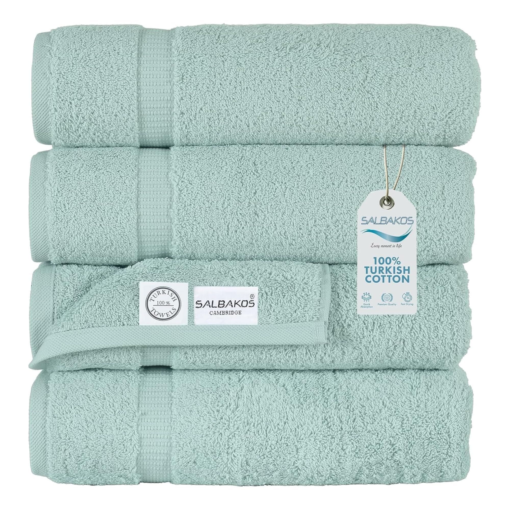 Salbakos Cotton Bath Towels Turkish Cotton Soft Absorbent Set of 4 - 27x54
