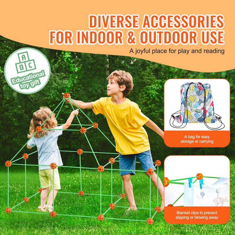 Fort Building Kit for Kids, Educational Gift for 4 5 6 7 8+ Year Old Boys & Girls, Indoor Outdoor Play Tent Construction Toys