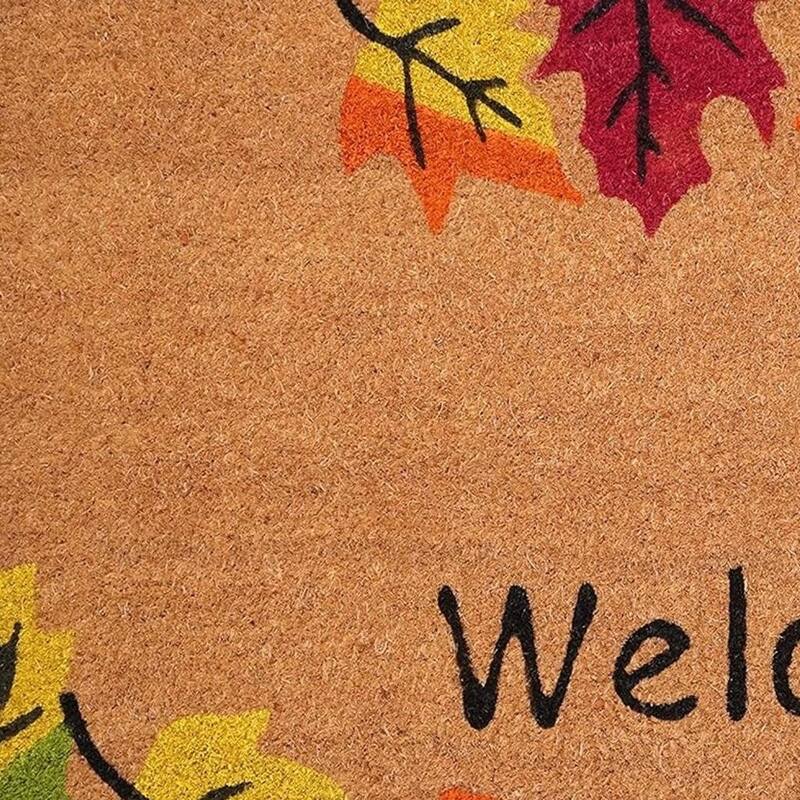 HomeRoots 24" X 36" Natural And Brown Fall Welcome Outdoor Coir Door Mat - 24.00' X '36.00