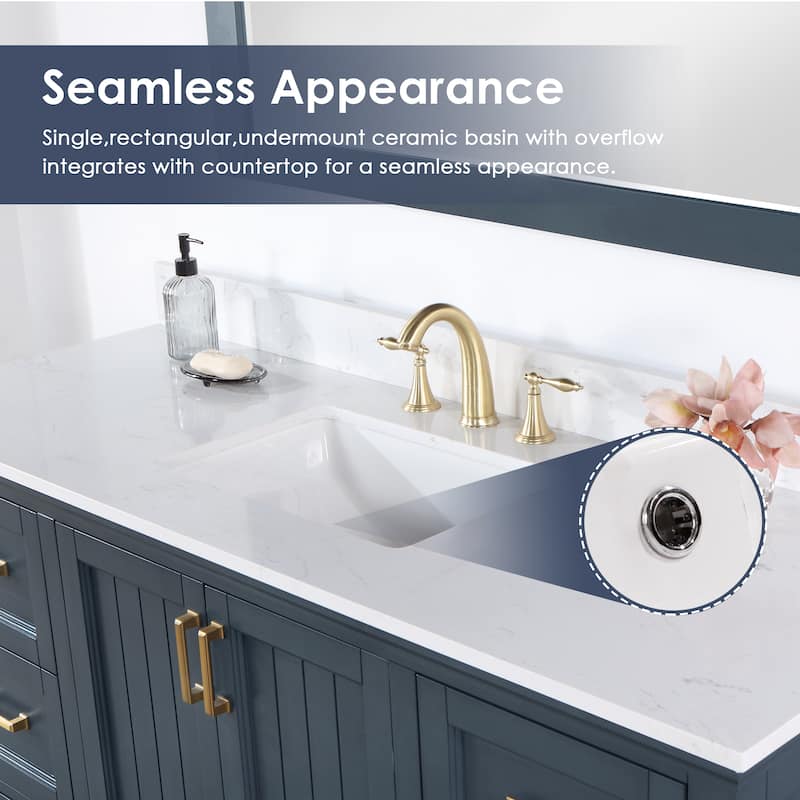 Altair Isla 60" Bathroom Vanity in Classic Blue with Countertop,no Mirror - 60 in.