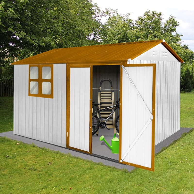 10'x8' Outdoor Metal Storage Shed with Lockable Door for Patio Furniture and Tools