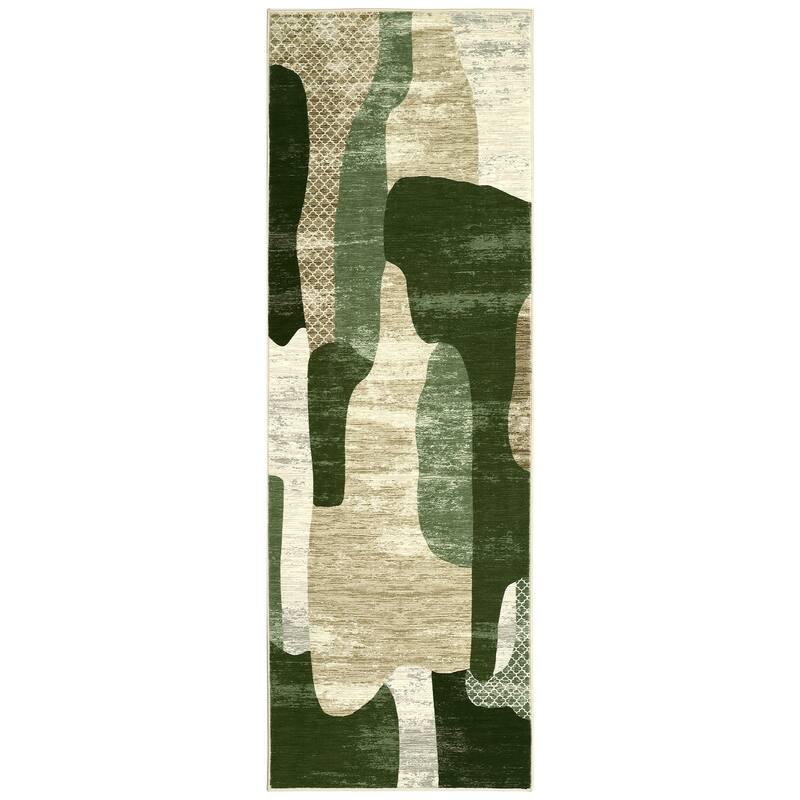 Area Rug Modern Abstract Rugs for Living Room Geometric Non-Slip Backing Low Pile Floor Carpet