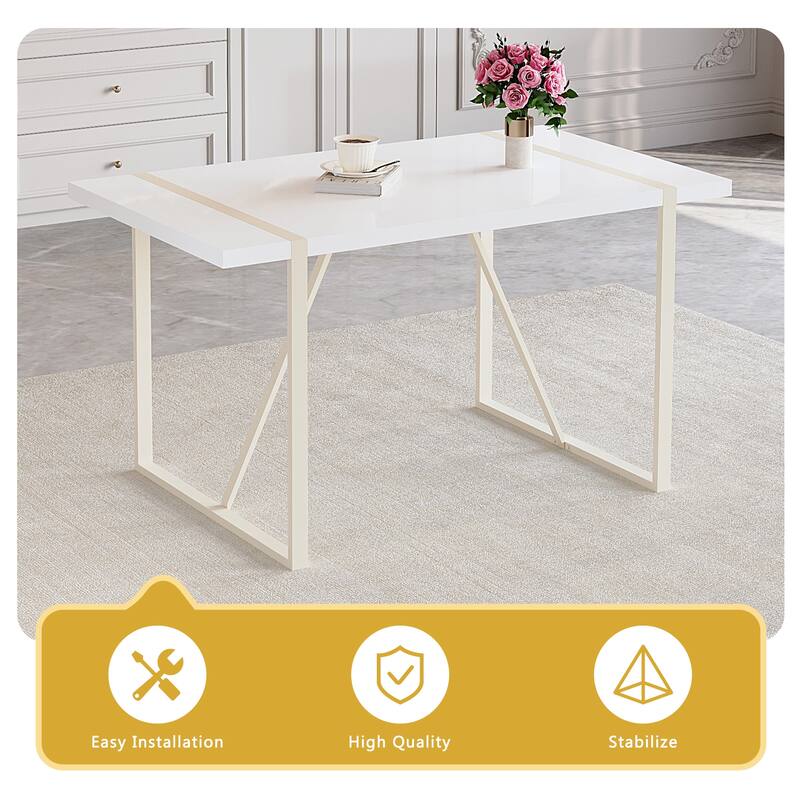 Roomfitters 5pcs Cream Style MDF Dining Table Set with Chairs and Silver Metal Legs, Soft Neutral Design, Light Gray