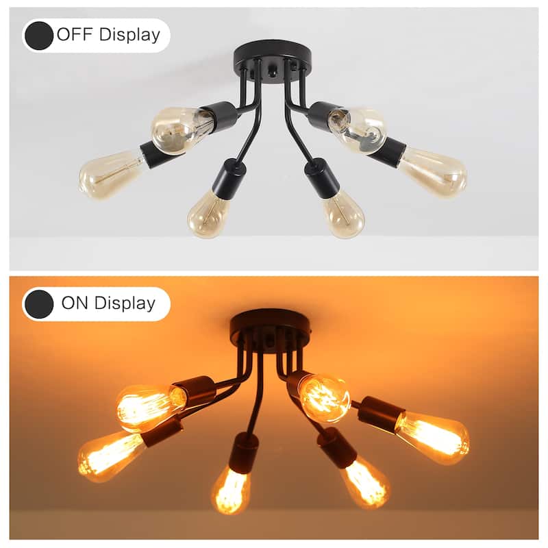 6-Light Semi Flush Mount Light Chandelier for Kitchen Hallway Entryway