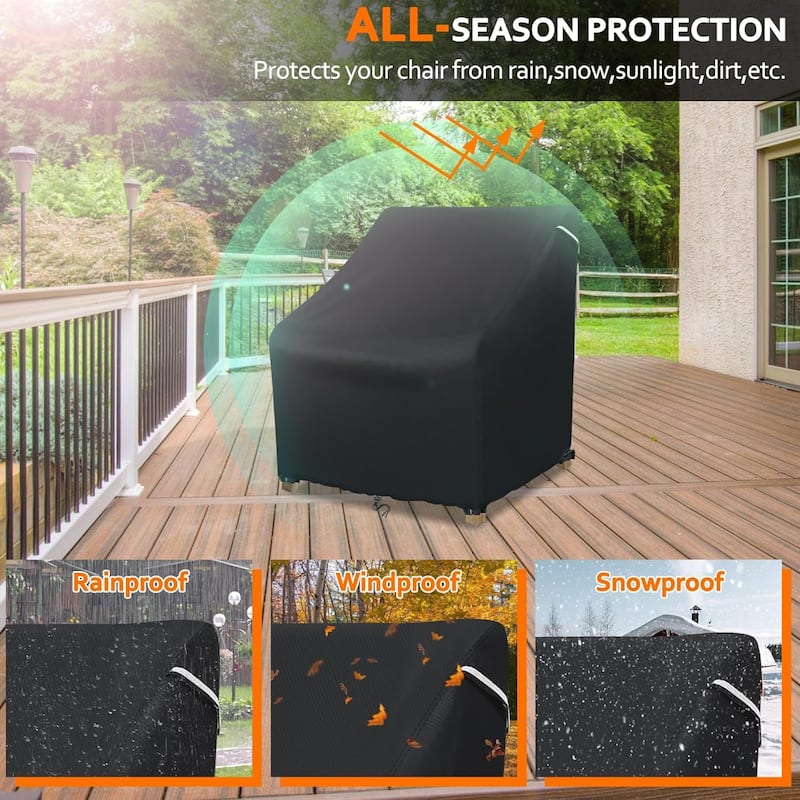Waterproof Outdoor Chair Covers - Universal Fit for Patio Furniture, Adirondack, Wicker, Rocking & Swivel Chairs (Black)