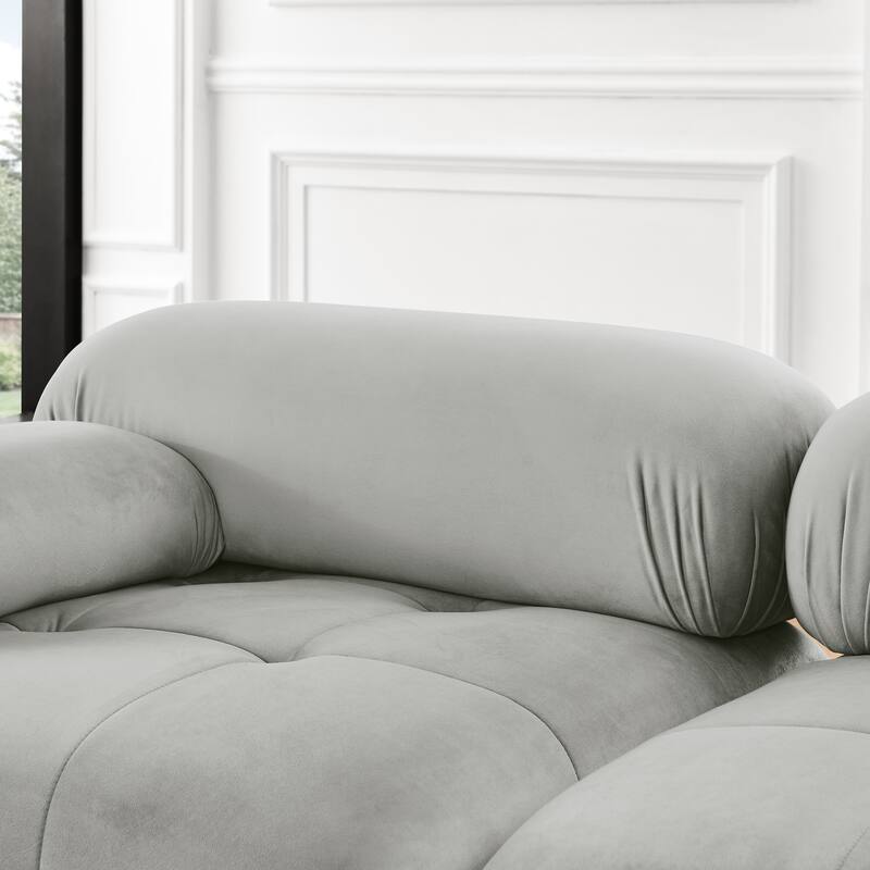 Grey 93" L-Shaped 4-Seat Sofa with Reversible Ottoman