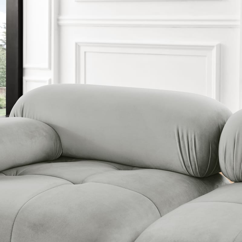 Grey 93" Modular L-Shaped 4-Seater Sofa with Reversible Ottoman