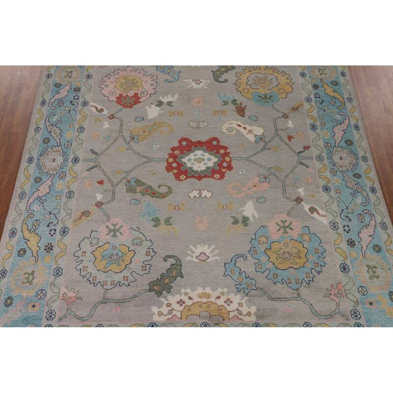 Gray Transitional Oushak Oriental Area Rug Handmade Wool Carpet - 9'0"x 11'11"