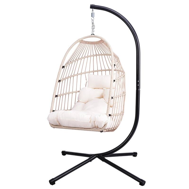 Hanging Egg Chair with Stand - Patio Swing Seat, Space-Saving Design