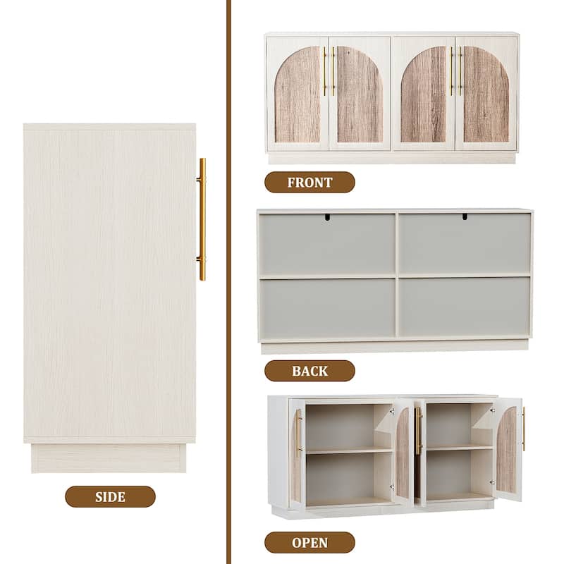 Double Layered 4 Door Cabinet Modern Arched Design Storage Cabinet