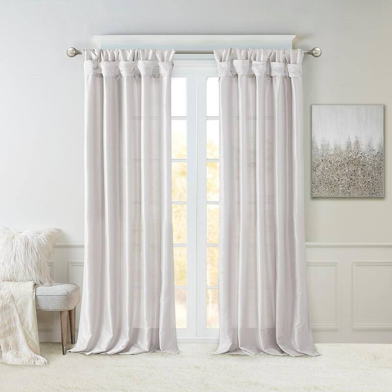 Twist Tab Lined Window Curtain Panel - Silver-3