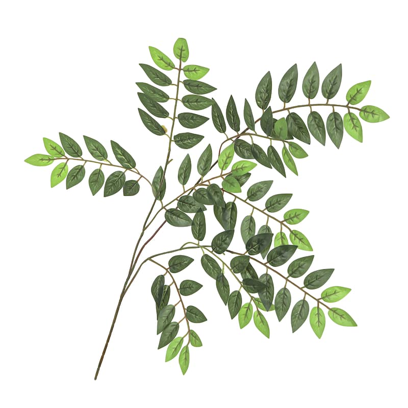 Set of 12 Real Touch Artificial Wisteria Leaf Stem Plant Greenery Foliage Spray Branch 27in - 27" L x 22" W x 0.25" DP