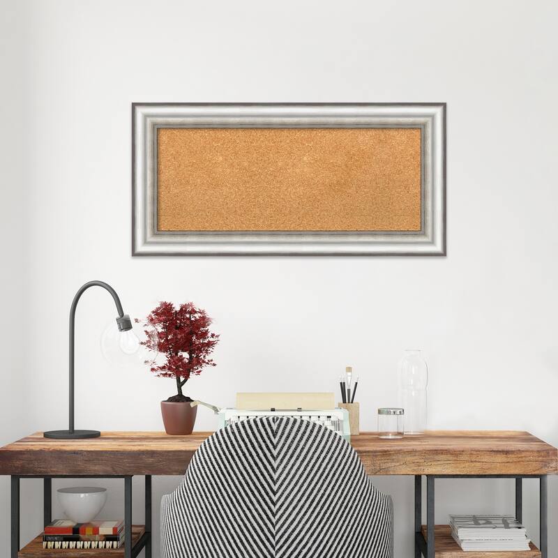 Salon Silver Framed Cork Bulletin Memo Board