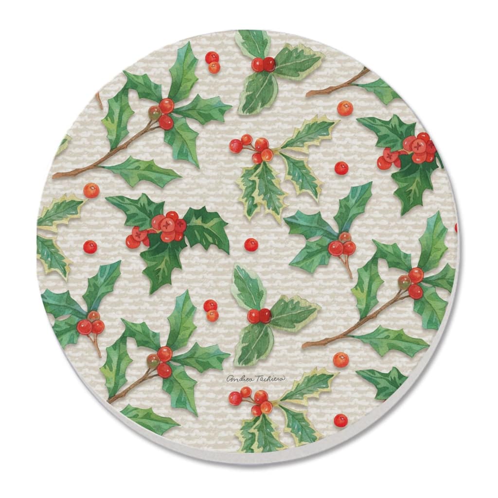 Happy Holly 4 Pack Absorbent Stone Coasters with Protective Cork Backing Made in The USA Absorbent Easily Wipes Clean